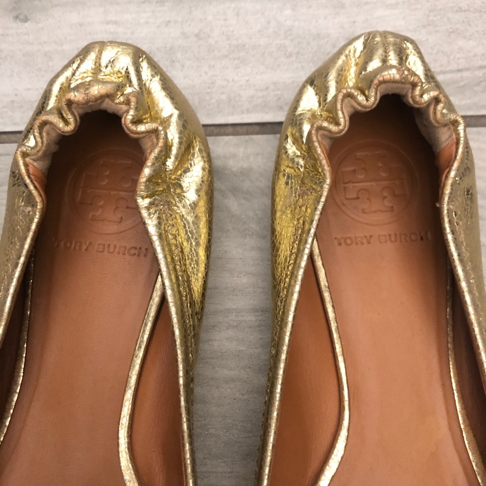 Tory Burch Reva Metallic Ballerina Flats🔥 - Picture 4 of 11